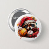 Ho-Ho-Home Run Waschbär Pin Button (Vorne & Hinten)