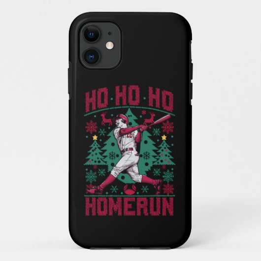 Ho Ho Homerun Baseball Ugly Weihnachts-Sweater Case-Mate iPhone Hülle (Rückseite)
