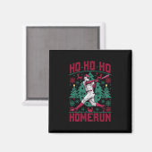 Ho Ho Homerun Baseball Ugly Weihnachts-Sweater Magnet (Vorderseite/Rückseite)