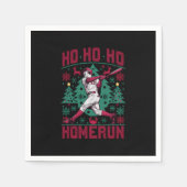 Ho Ho Homerun Baseball Ugly Weihnachts-Sweater Serviette (Vorderseite)