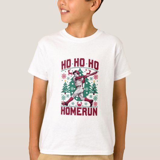 Ho Ho Homerun Baseball Ugly Weihnachts-Sweater T-Shirt (Vorderseite)