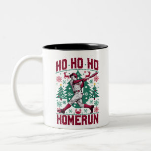 Ho Ho Homerun Baseball Ugly Weihnachts-Sweater Zweifarbige Tasse