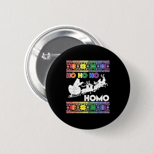 Ho Ho Homo Gay Ugly Xmas Sweater Funny Lgbt Christ Button (Vorne & Hinten)
