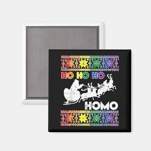 Ho Ho Homo Gay Ugly Xmas Sweater Funny Lgbt Christ Magnet (Vorderseite/Rückseite)