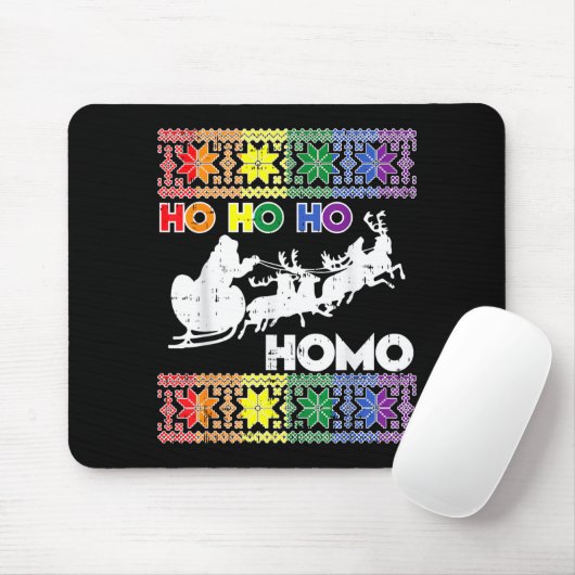 Ho Ho Homo Gay Ugly Xmas Sweater Funny Lgbt Christ Mousepad (Mit Mouse)