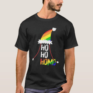 Ho Ho Homo Girls Weihnachtsmannmütze Weihnachten L T-Shirt