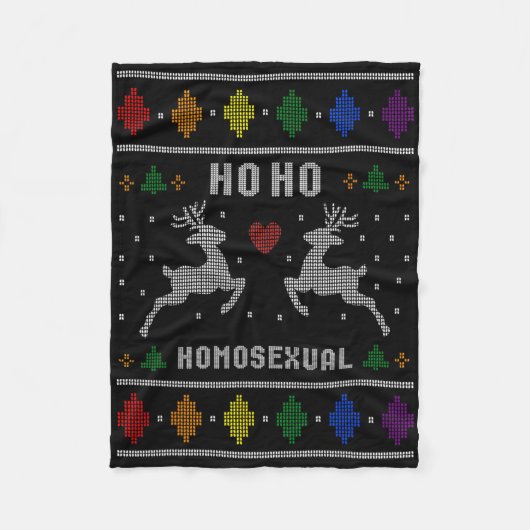 Ho Ho Homoual Gay Xmas Pride Ugly Weihnachten Schw Fleecedecke (Vorderseite)