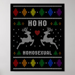 Ho Ho Homoual Gay Xmas Pride Ugly Weihnachten Schw Poster