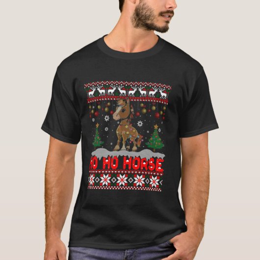 Ho Ho Horse Funny Ugly Christmas Sweater Horse Lov T-Shirt (Vorderseite)