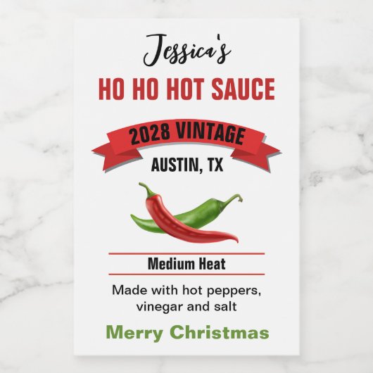 Ho Ho Hot Sauce Etikett CH002tr (Einzelnes Label)