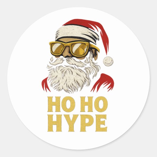 HO HO HYPE – Santa Gold Runder Aufkleber (Vorderseite)