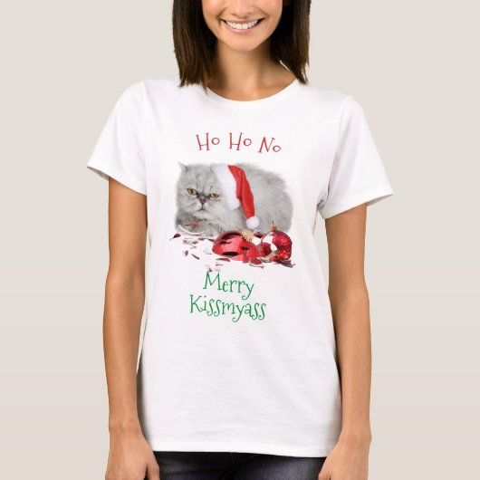 Ho HO keine Anti Weihnachts-Grumpy Kitty Cat T-Shirt (Vorderseite)