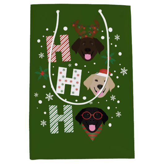 Ho Ho Labrador Retriever Frohe Weihnachten Mittlere Geschenktüte (Vorderseite)