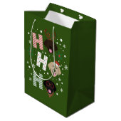 Ho Ho Labrador Retriever Frohe Weihnachten Mittlere Geschenktüte (Rückseite Schrägansicht)
