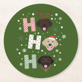 Ho Ho Labrador Retriever Frohe Weihnachten Runder Pappuntersetzer (Vorderseite)