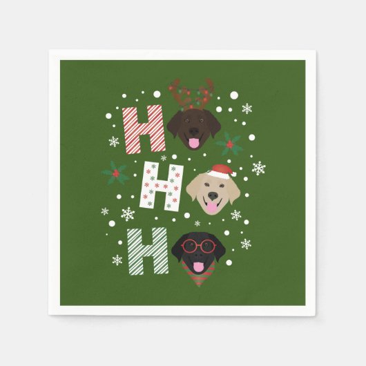 Ho Ho Labrador Retriever Frohe Weihnachten Serviette (Vorderseite)