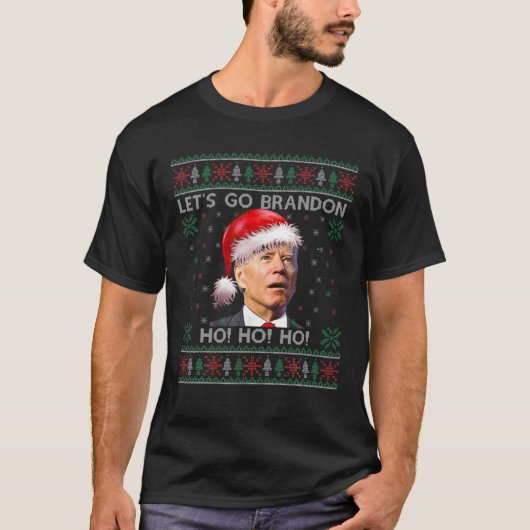Ho Ho Let's Go Brandon Joe Biden Santa Claus Funny T-Shirt (Vorderseite)