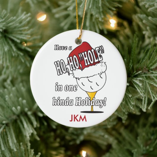 Ho, ho, Loch in einem Weihnachtsschmuck (Baum)