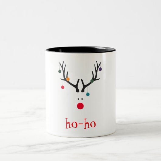 Ho ho lustige niedliche Minimalistin Rudolph Renti Zweifarbige Tasse (Mittel)