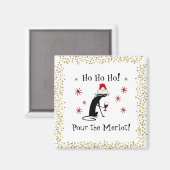 Ho Ho Merlot Funny Cat Weihnachtswein Zitat Magnet (Vorderseite/Rückseite)