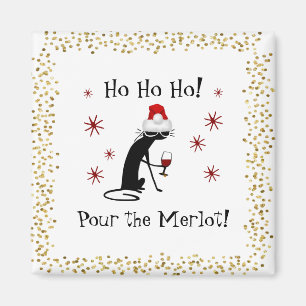 Ho Ho Merlot Funny Cat Weihnachtswein Zitat Magnet