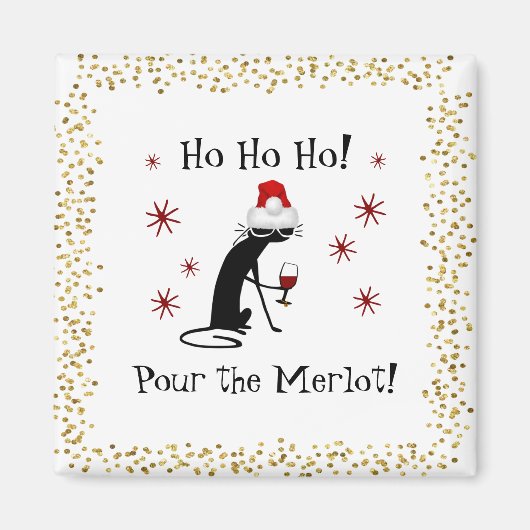 Ho Ho Merlot Funny Cat Weihnachtswein Zitat Magnet (Vorne)