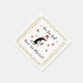 Ho Ho Merlot Funny Cat Weihnachtswein Zitat Serviette (Ecke)