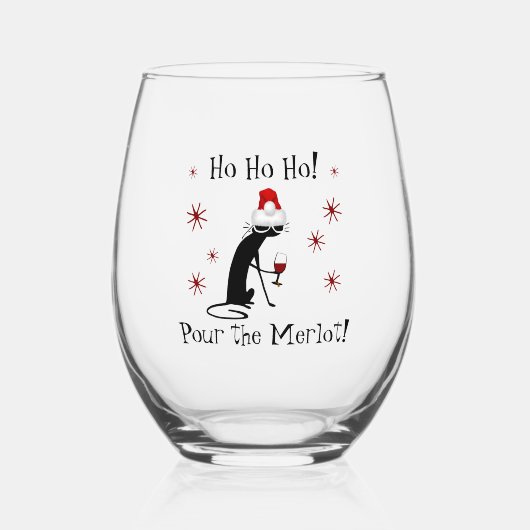 Ho Ho Merlot Funny Christmas Weinangebot Weinglas Ohne Stiel (Vorderseite)