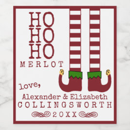 Ho Ho Merlot Weihnachtsweinmarke Personalisiert Weinetikett