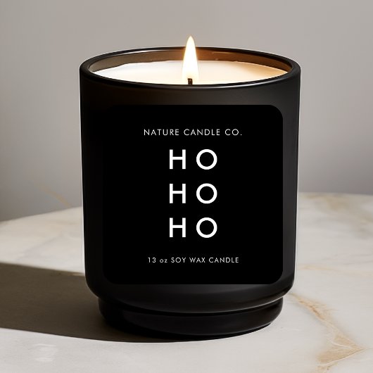 HO HO Minimalistisch Soy Candle | Moderne Weihnach Quadratischer Aufkleber