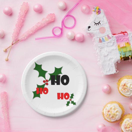 Ho Ho Mistletoe Papierplatte Pappteller (Party)