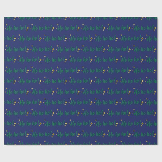 Ho Ho Modern Letters Dark Blue Weihnachtsgeschenk Geschenkpapier (Flach)