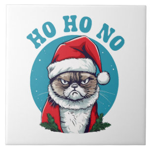 Ho ho nein - lustige mürrische Weihnachtsmann-Katz Fliese