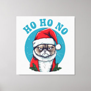 Ho ho nein - lustige mürrische Weihnachtsmann-Katz Leinwanddruck