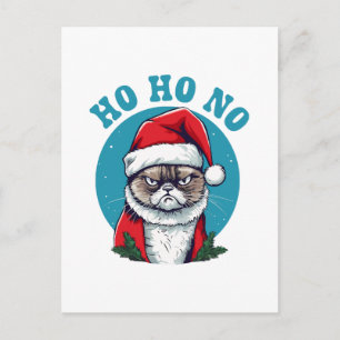 Ho ho nein - lustige mürrische Weihnachtsmann-Katz Postkarte