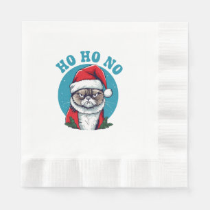 Ho ho nein - lustige mürrische Weihnachtsmann-Katz Serviette