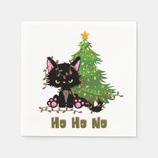 HO HO NO Christmas Cat Serviette (Vorderseite)