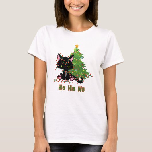HO HO NO Christmas Cat T-Shirt (Vorderseite)