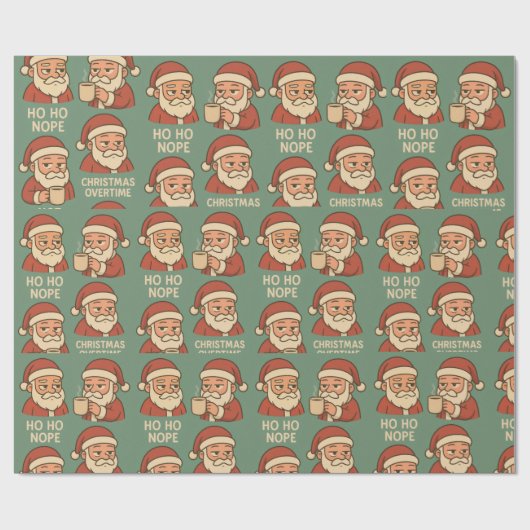 HO HO Nope Green Background Geschenkpapier (Flach)