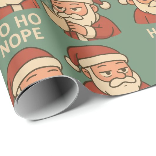 HO HO Nope Green Background Geschenkpapier (Rolleneckpunkt)