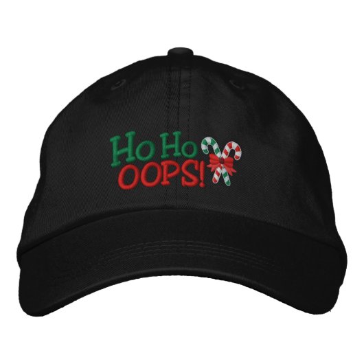 Ho Ho OOPS! Stickerei Candy Canes Bestickte Kappe (Vorderseite)