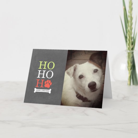 Ho Ho Pawprint Dog Foto Weihnachten - Rot Grün (Vorderseite)