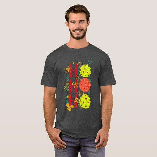 Ho Ho Pickleball Retro Weihnachten T-Shirt (Vorne ganz)