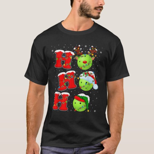 Ho Ho Pickleball Ugly Lights Santa Pickleball C T-Shirt (Vorderseite)