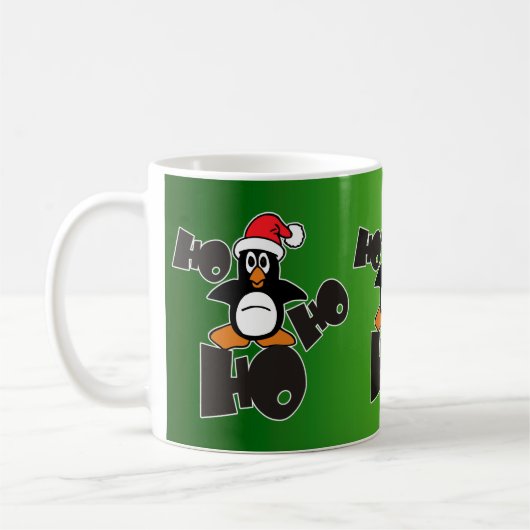 Ho Ho - Pinguin - fröhliche Weihnachten + Ihr Back Kaffeetasse (Links)