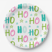 Ho Ho Pink Teal Stars Modern Christmas Pappteller (Vorderseite)