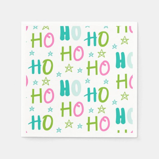 Ho Ho Pink Teal Stars Modern Christmas  Serviette (Vorderseite)