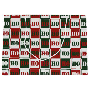 HO HO Rot, Grün und Weiß Große Geschenktüte