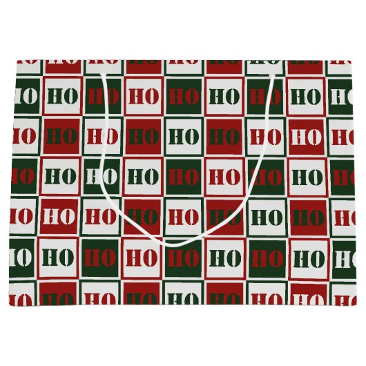 HO HO Rot, Grün und Weiß Große Geschenktüte (Vorderseite)