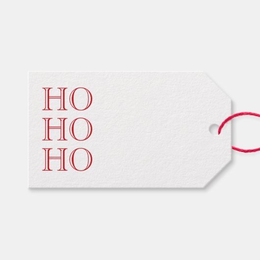 Ho Ho Rot & Weiß Blanko Moderne Weihnachten Geschenkanhänger (Vorderseite (Horizontal))